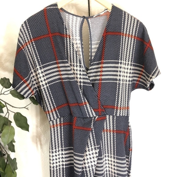 Lush Plaid Short Sleeve Jumpsuit - Picture 2 of 6